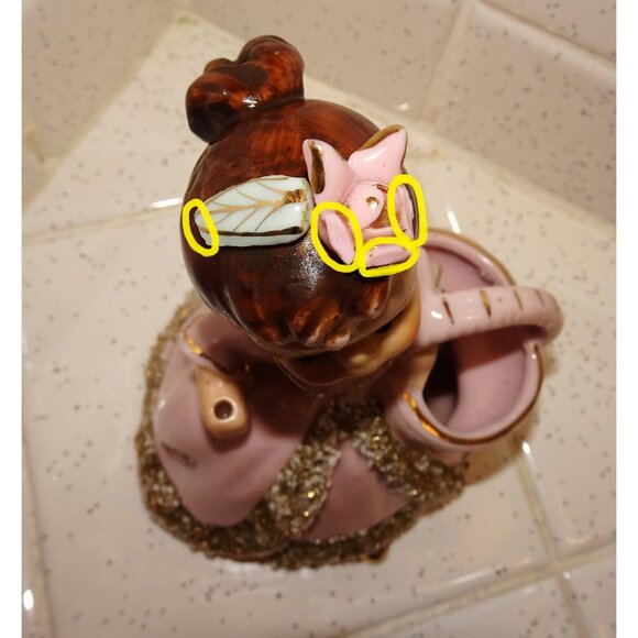 Vintage Ucagco Ceramic Women in Pink Dress w/ Basket Figurine antique lady - Picture 15 of 16